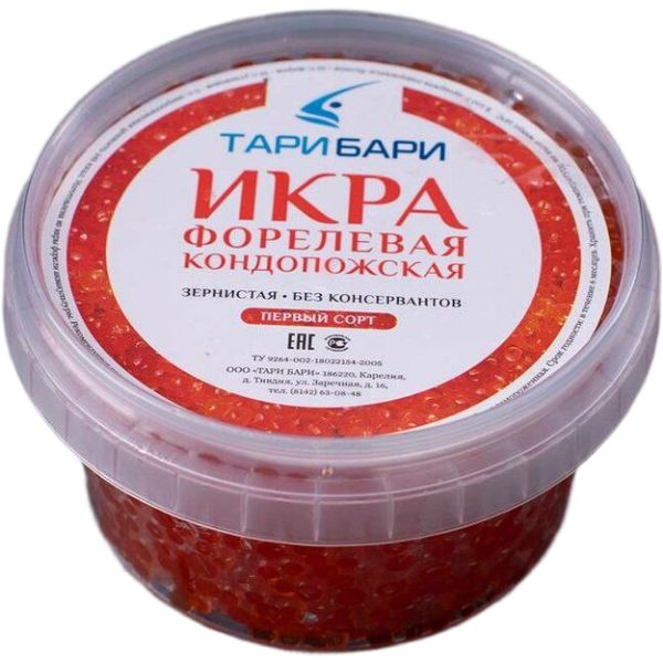 Икра форели замороженая без консервантов Тари Бари 200гр